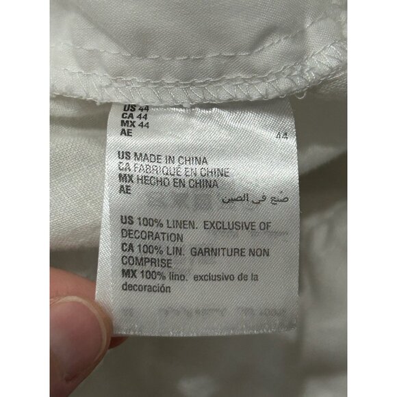 Tasso Elba Linen Chino Shorts White Sz 44 Flat Front Pockets Coastal Minimalist - Picture 7 of 11